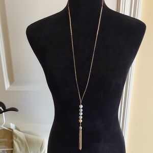 Elegant Gold and Green Beaded Necklace